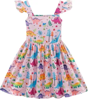 Toddler Girls Dresses Kids Summer Clothes Ruffle Sleeve Back Bowknot Dress Baby Backless Party Sundress 2-7 Years