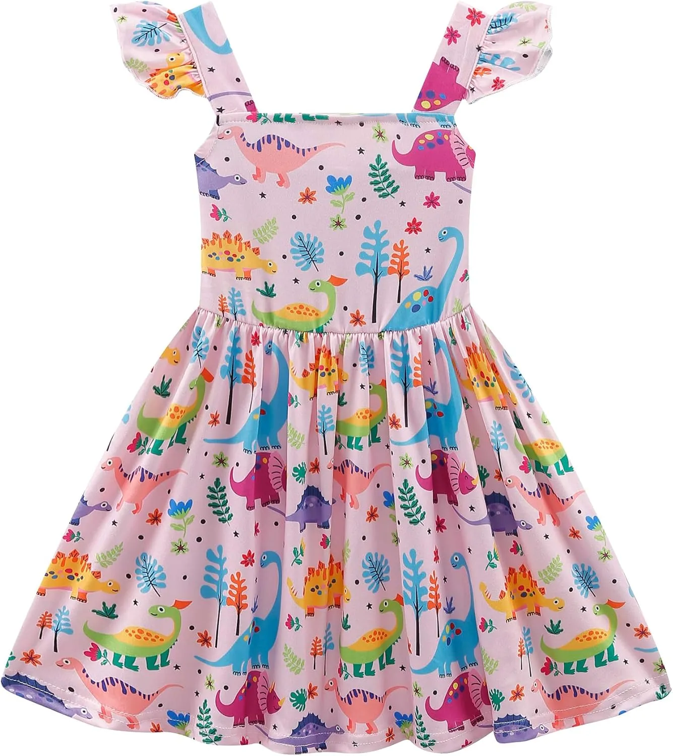 Toddler Girls Dresses Kids Summer Clothes Ruffle Sleeve Back Bowknot Dress Baby Backless Party Sundress 2-7 Years