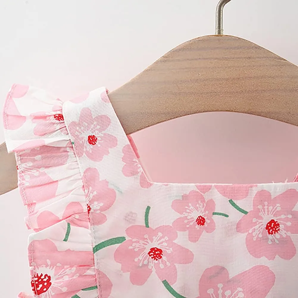 Toddler Girls Sleeveless Backless Tutu Dress with Sun Hat Baby Summer Outfits Sundress Princess Birthday Party Dress