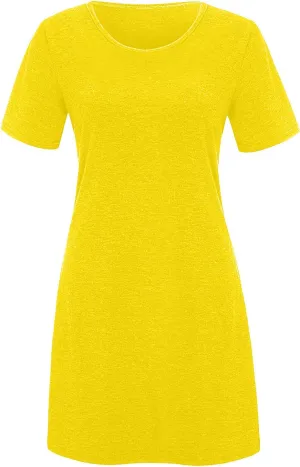 Tshirt Dresses for Women Summer Short Sleeve Round Neck Mini Dress Casual Loose Boho Vacation Soft Dresses