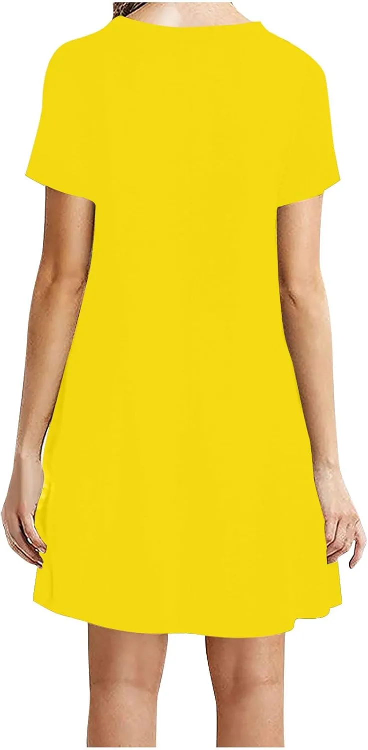 Tshirt Dresses for Women Summer Short Sleeve Round Neck Mini Dress Casual Loose Boho Vacation Soft Dresses