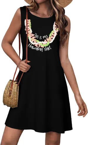 UNIQUEONE Hawaiian Dresses for Women: Sea Shell Sleeveless Shirt Summer Beach Hawaiian Loose Tank Sundresses