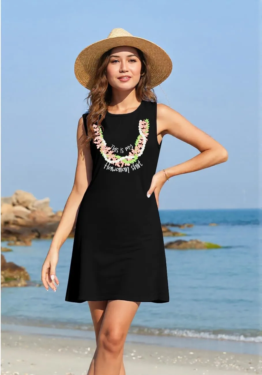 UNIQUEONE Hawaiian Dresses for Women: Sea Shell Sleeveless Shirt Summer Beach Hawaiian Loose Tank Sundresses