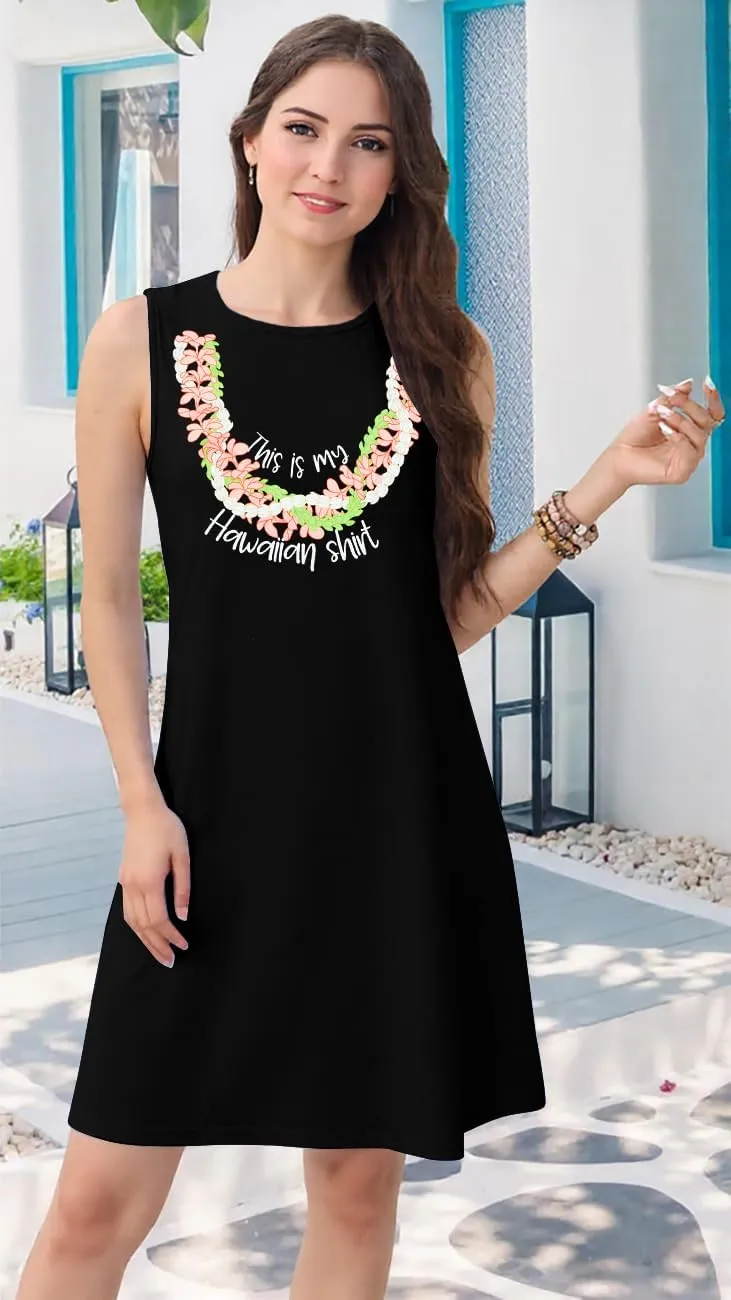 UNIQUEONE Hawaiian Dresses for Women: Sea Shell Sleeveless Shirt Summer Beach Hawaiian Loose Tank Sundresses