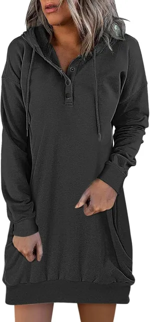 UOQAPRE Womens Pullover Hoodies Dresses Sweater for Women 2022 Sweatshirt Long Sleeve Shirts with Kangaroo Pockets S-5XL