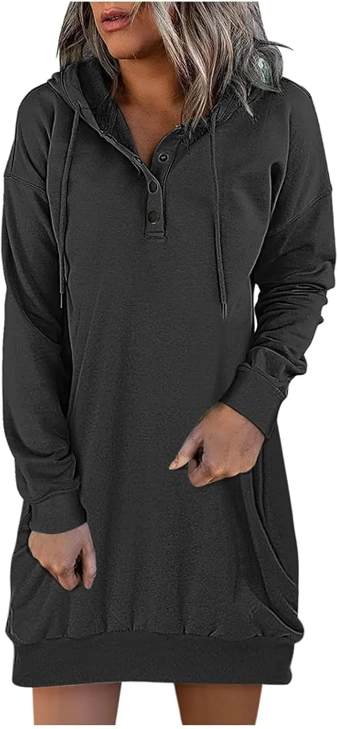 UOQAPRE Womens Pullover Hoodies Dresses Sweater for Women 2022 Sweatshirt Long Sleeve Shirts with Kangaroo Pockets S-5XL