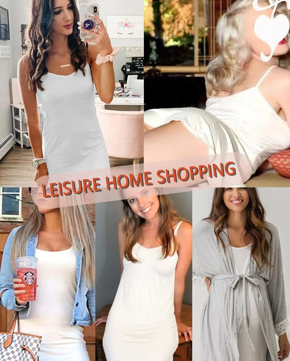 Vlazom Long Slip Dress for Women, Basic Adjustable Spaghetti Straps Cami Slip Dress Soft V Neck Nightgown Under Dresses