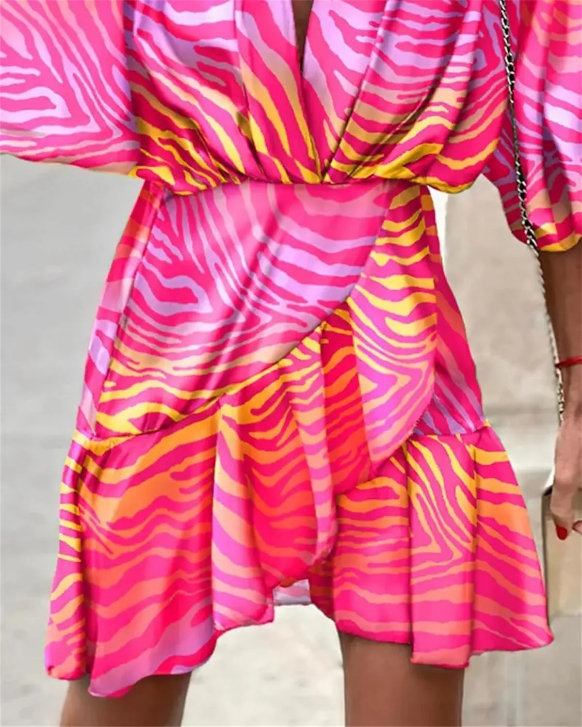 Wankang Colorful Short Summer Dresses for Women Ruffle Boho Mini Dress Half Sleeve Hippie Dress Swing Beach Dresses