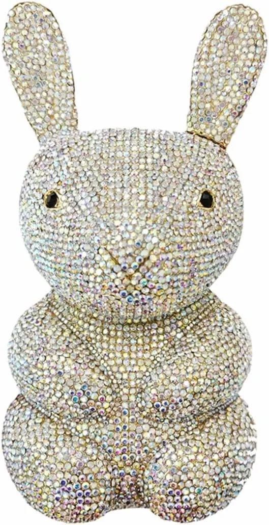 Women Cute Rabbit Shape Rhinestone Evening Bag Chic Animal Crystal Clutch Glitter Full Diamond Purse for Prom Party