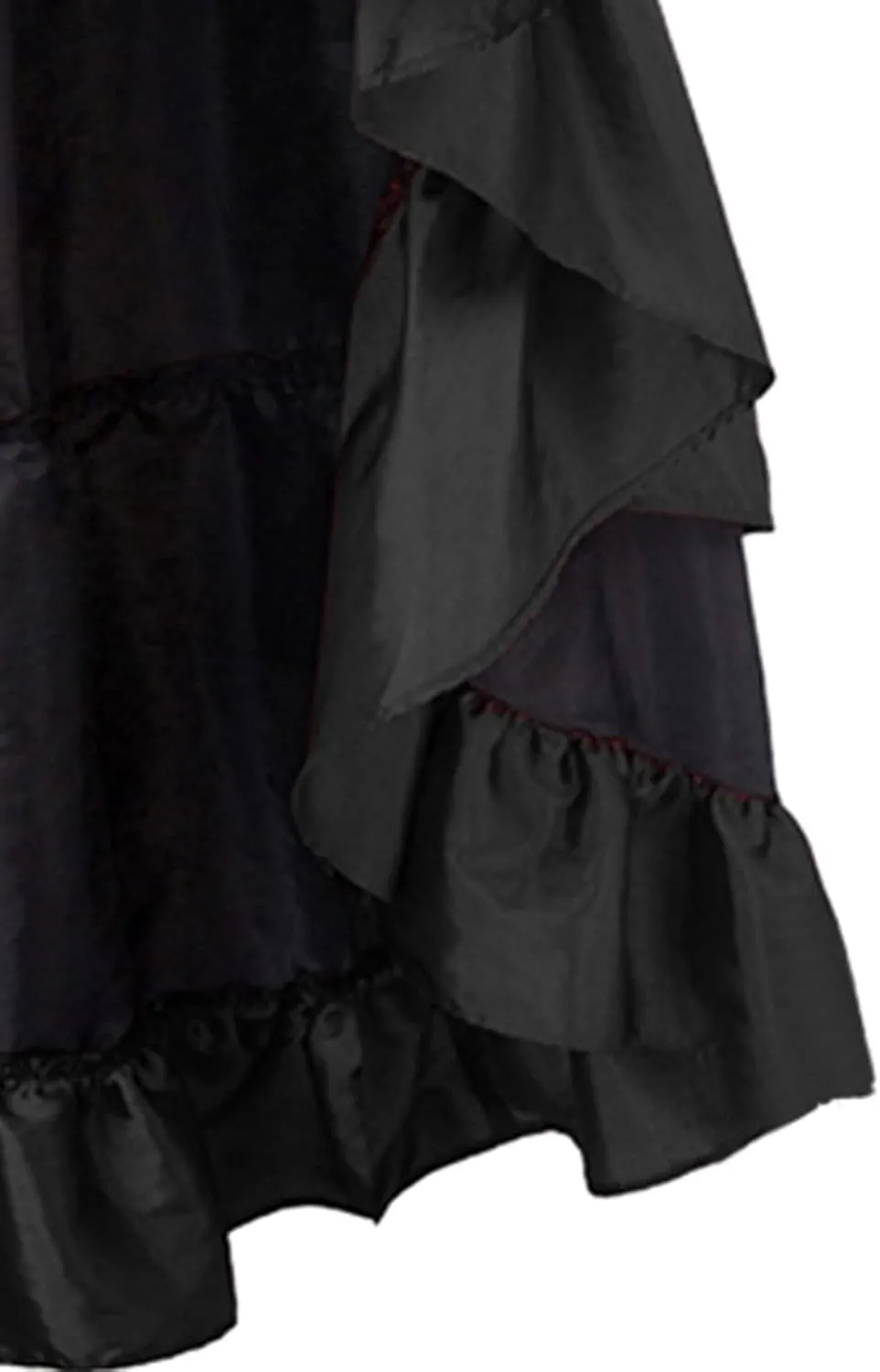 Women Gothic Punk Midi Skirts High Waist A-Line Long Skirt Irregular Hem Vintage Victorian Steampunk Ruched Skirt