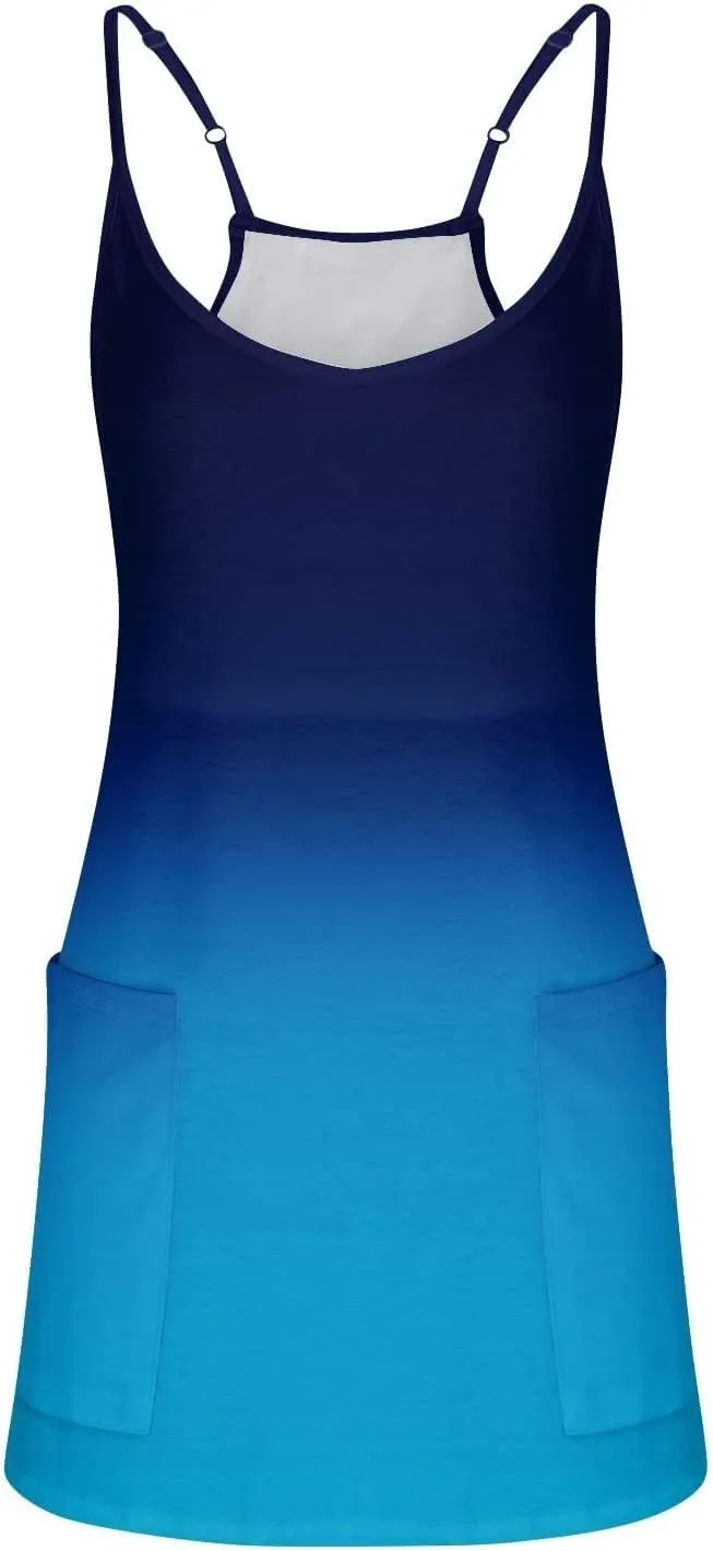 Women Gradient Color Dresses Crew Neck Sleeveless Casual Summer Midi Dress Plus Size Elastic Sundress