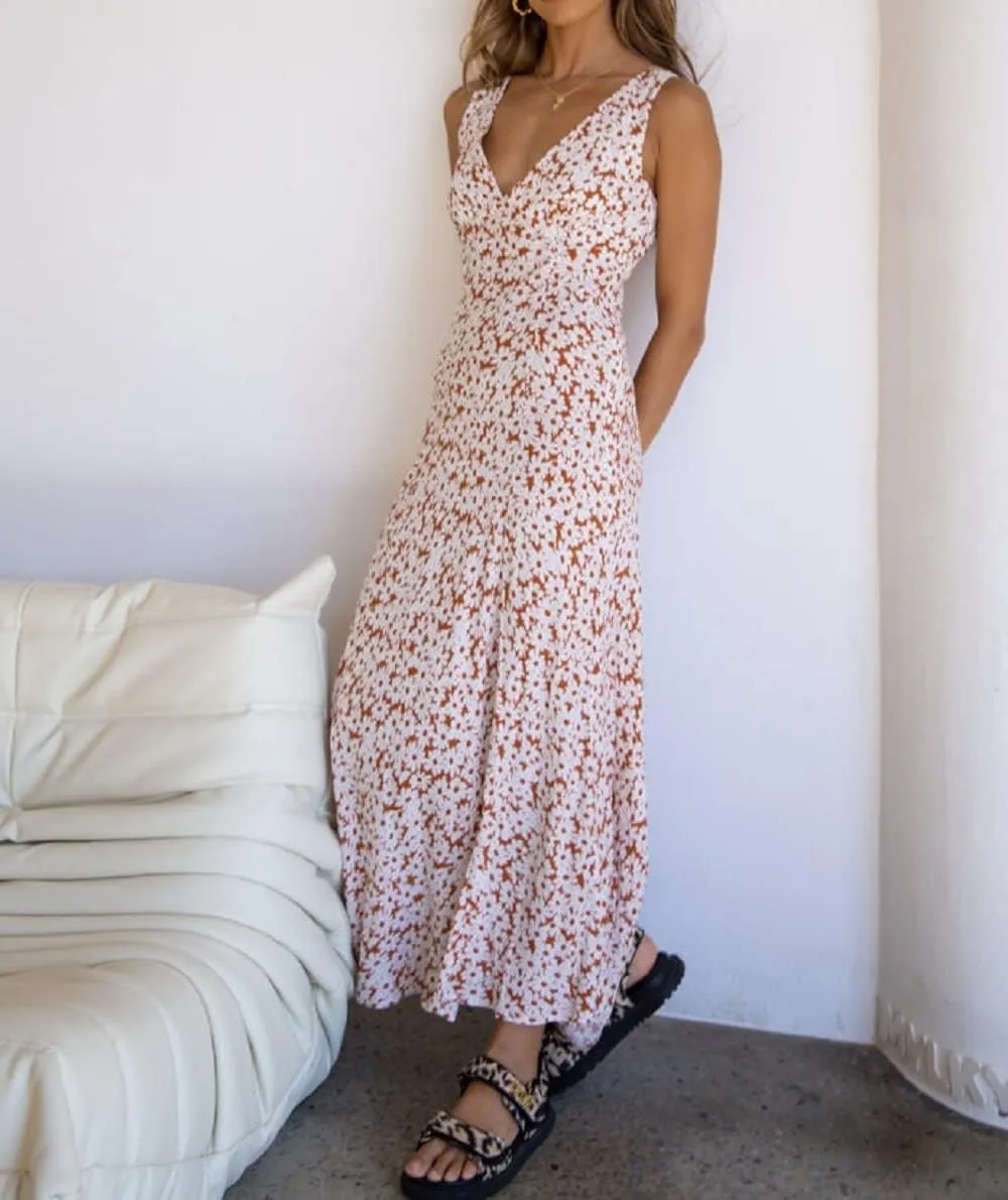 Women Y2K V Neck Maxi Dresses Hollow Out Backless Satin Dress Split Floral Evening Party Dresses Sexy Clubwear