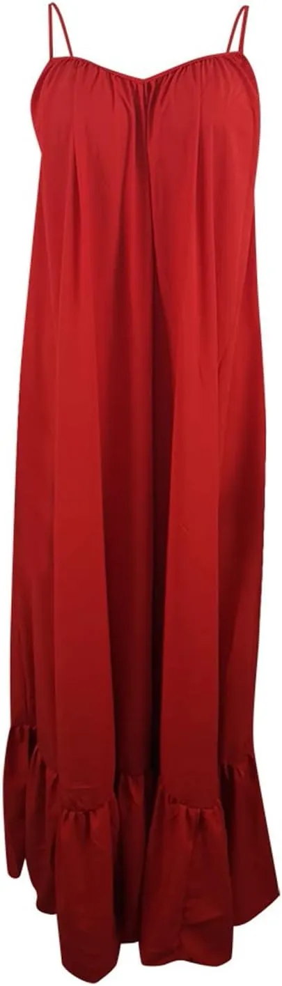 Womens Boho Summer Maxi Dresses Spaghetti Strap Flowy Beach Sundresses Casual Pleated Dress Trendy Vacation Outfits