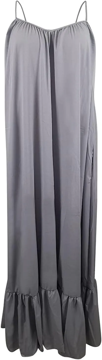 Womens Boho Summer Maxi Dresses Spaghetti Strap Flowy Beach Sundresses Casual Pleated Dress Trendy Vacation Outfits