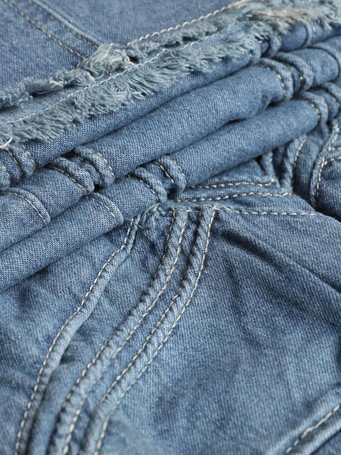 Women's Casual Denim Skirt Waist Frayed Hem A-Line Distressed Hippie Long Maxi Korean Retro Denim Skirt Pocket Skirt