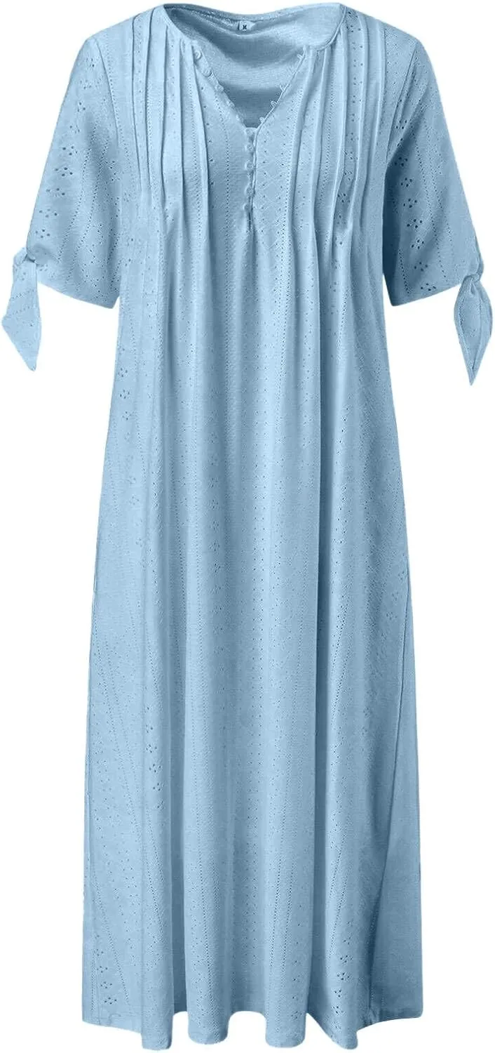 Womens Casual Summer Dress Plus Size Loose Fit Beach Cover-Up Trendy Maxi Dress Holiday Travel Pool Party Casual Wear