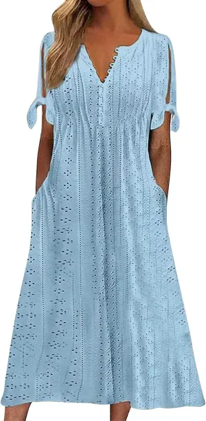 Womens Casual Summer Dress Plus Size Loose Fit Beach Cover-Up Trendy Maxi Dress Holiday Travel Pool Party Casual Wear