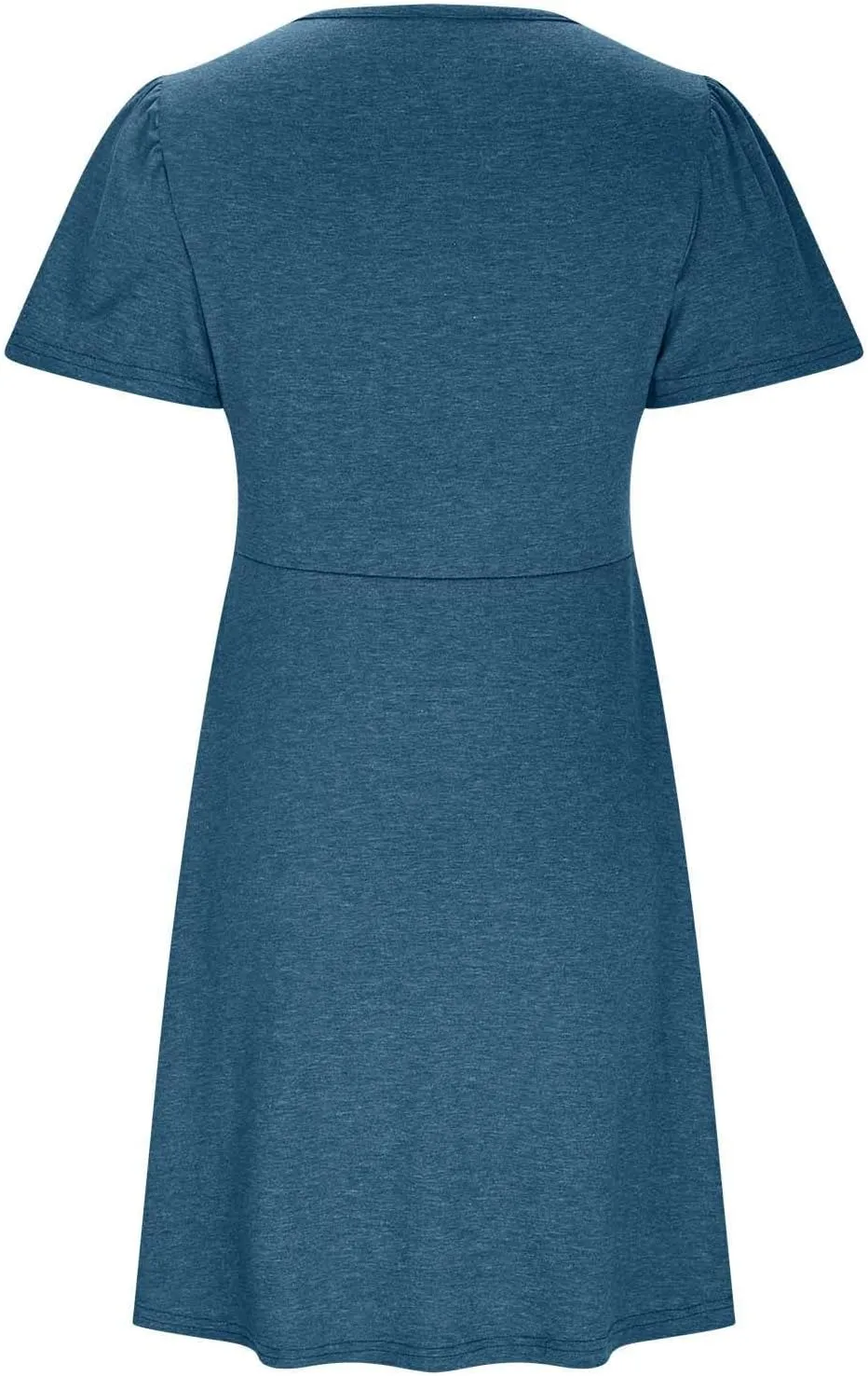 Womens Casual Summer Twist Front V Neck Short Sleeve Mini Dress, Elegant Short Sleeve Swing Sundress Beach Outfits