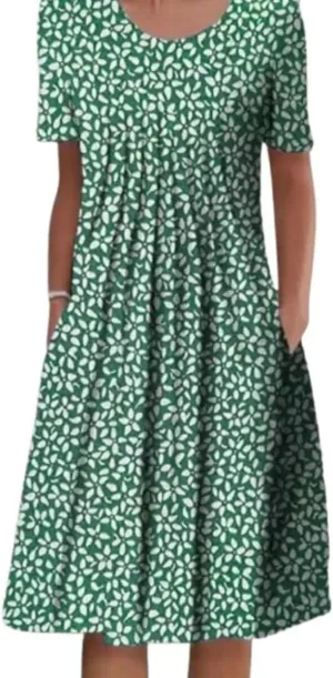 Women's Dresses Pleated Front Summer Short Sleeve 2025 Vintage Print Mid Length Paisley Floral Sundress