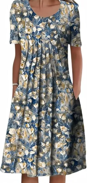 Women's Dresses Pleated Front Summer Short Sleeve 2025 Vintage Print Mid Length Paisley Floral Sundress