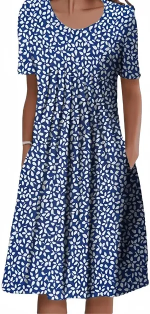 Women's Dresses Pleated Front Summer Short Sleeve 2025 Vintage Print Mid Length Paisley Floral Sundress