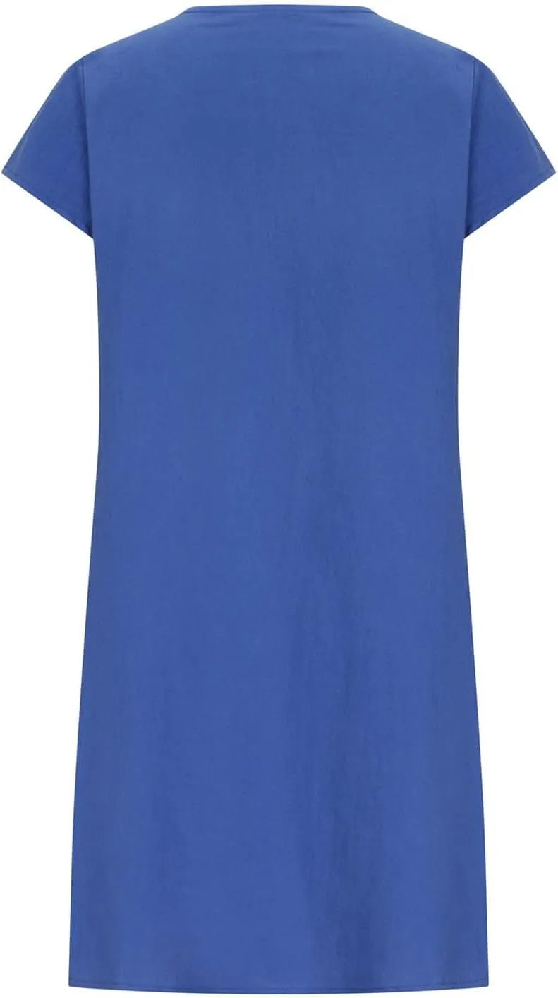 Women's Dresses, Pleated Round Neck Short Sleeve Beach Vacation Casual Boho Plus Size Pockets Midi Long Dress Sundress