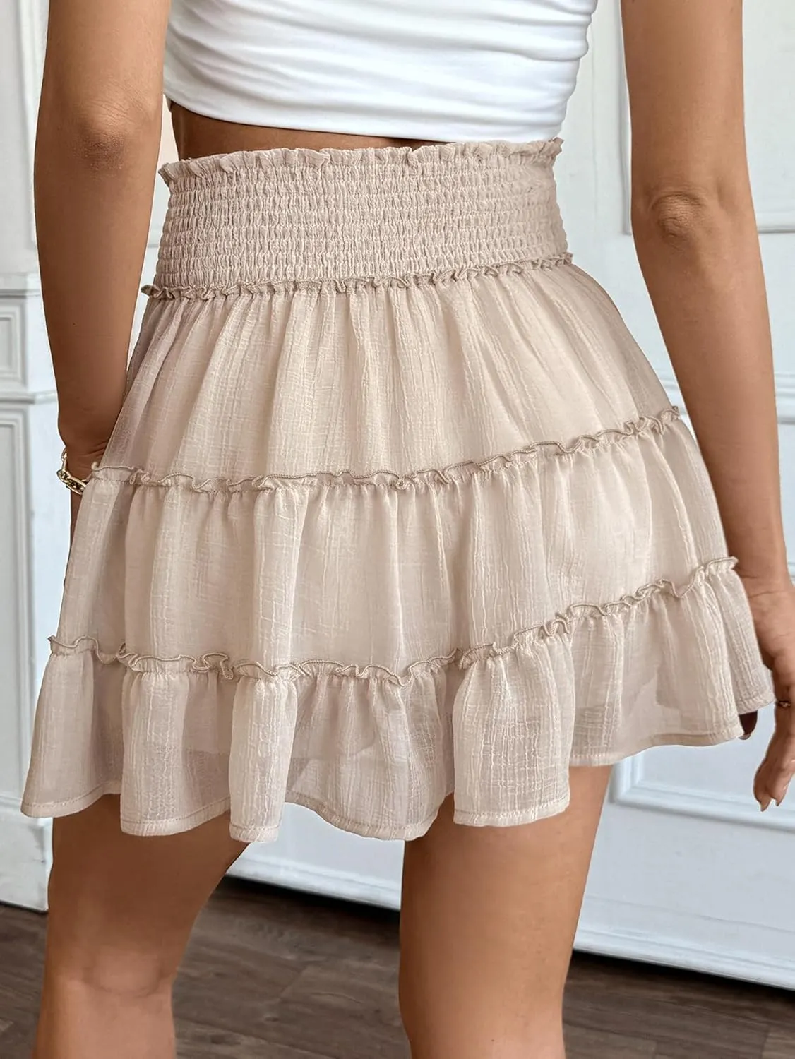 Women's Elastic Waist Pleated Athletic Skirt High Waisted Golf Tennis Chiffon Skorts Cute Built in Workout Shorts