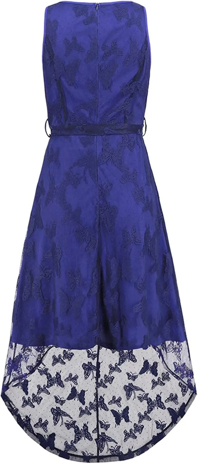 Women's Fashion Dress Sexy Sleeveless Lace Mesh Midi Skirts Waisted Trendy Fishtail Dresses Wedding Business Gowns