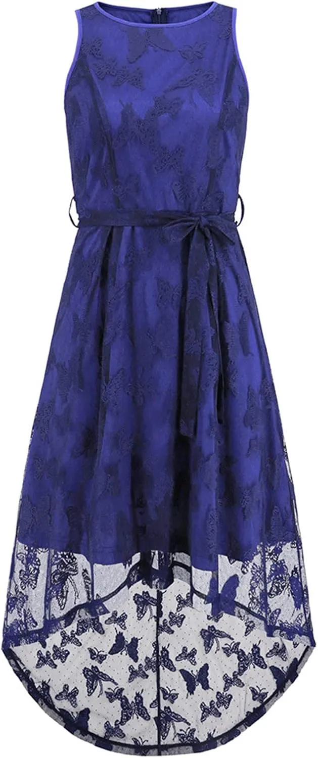 Women's Fashion Dress Sexy Sleeveless Lace Mesh Midi Skirts Waisted Trendy Fishtail Dresses Wedding Business Gowns