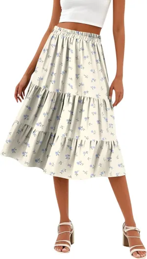 Women's Going Out Casual Elegant High Waist Drawstring A-line Boho Holiday Swing Skirt with Pockets
