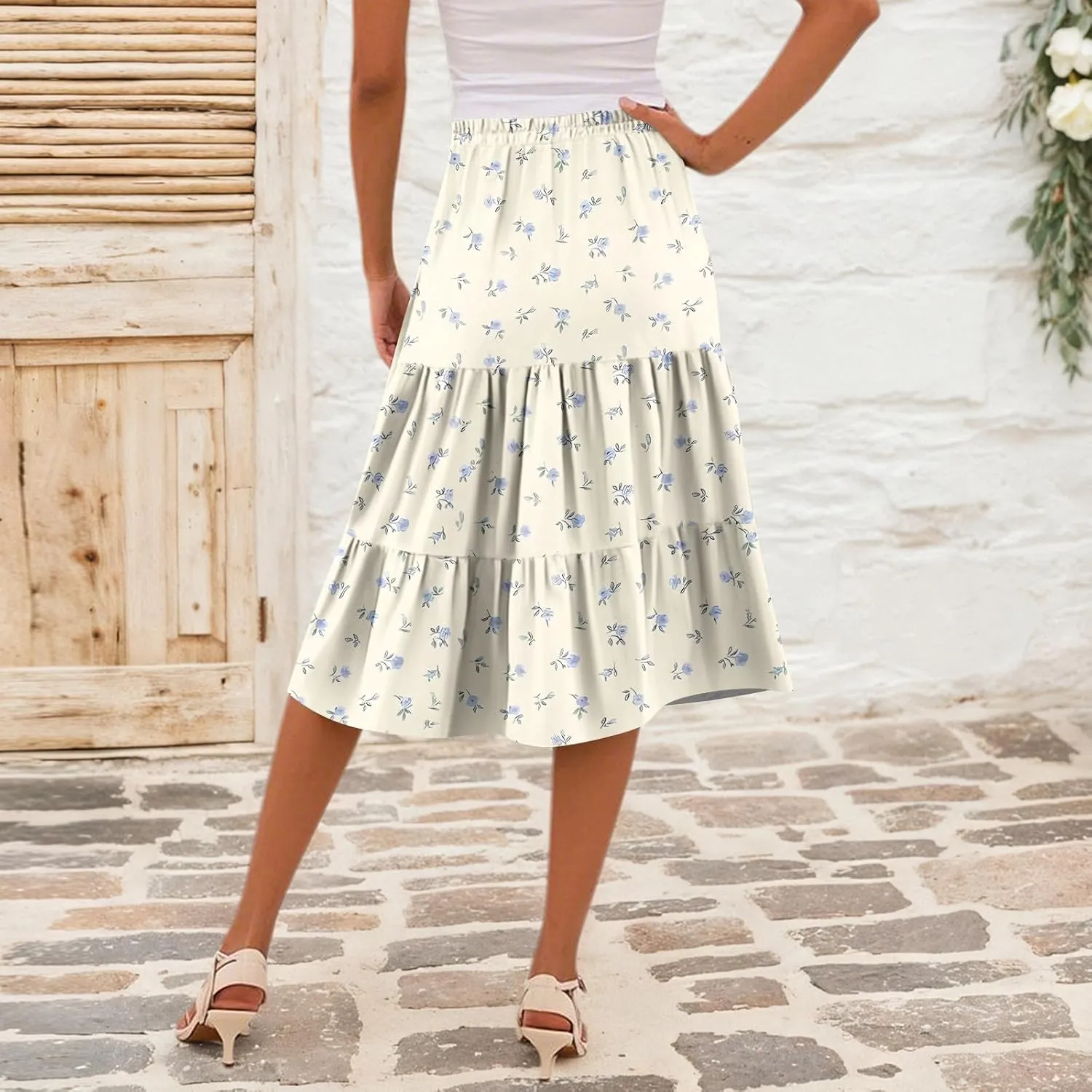 Women's Going Out Casual Elegant High Waist Drawstring A-line Boho Holiday Swing Skirt with Pockets