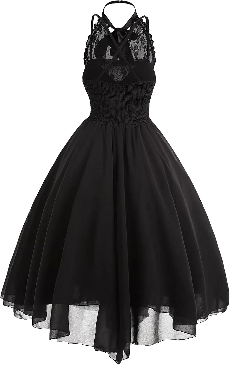 Women's Gothic Dress Square Neck Sleeveless Ruffle Steampunk Costume Victorian Outfit Halloween Masquerade Dresses