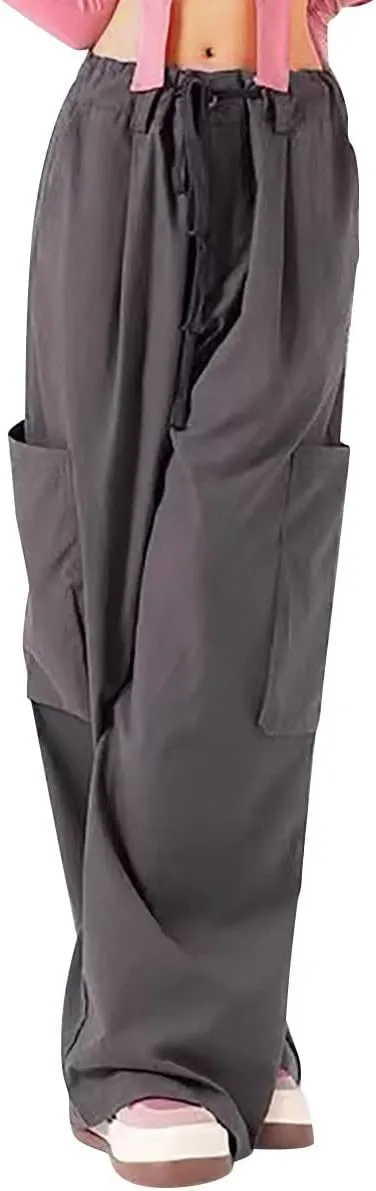 Women's High Waist Straight Wide Leg Cargo Pants Fashion Boyfriend Casual Cargo Pants Women Baggy Y2K Hiking Trousers