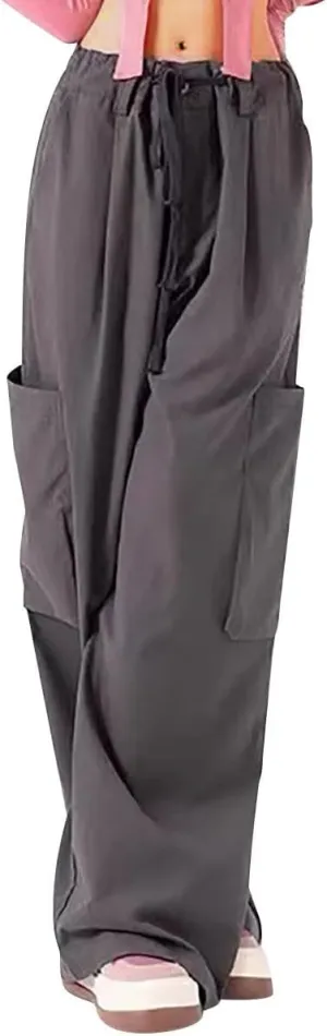 Women's High Waist Straight Wide Leg Cargo Pants Fashion Boyfriend Casual Cargo Pants Women Baggy Y2K Hiking Trousers