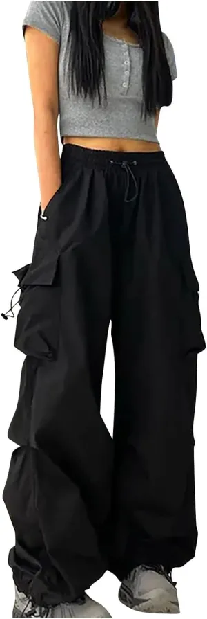 Women's High Waist Straight Wide Leg Cargo Pants Fashion Boyfriend Casual Cargo Pants Women Baggy Y2K Hiking Trousers