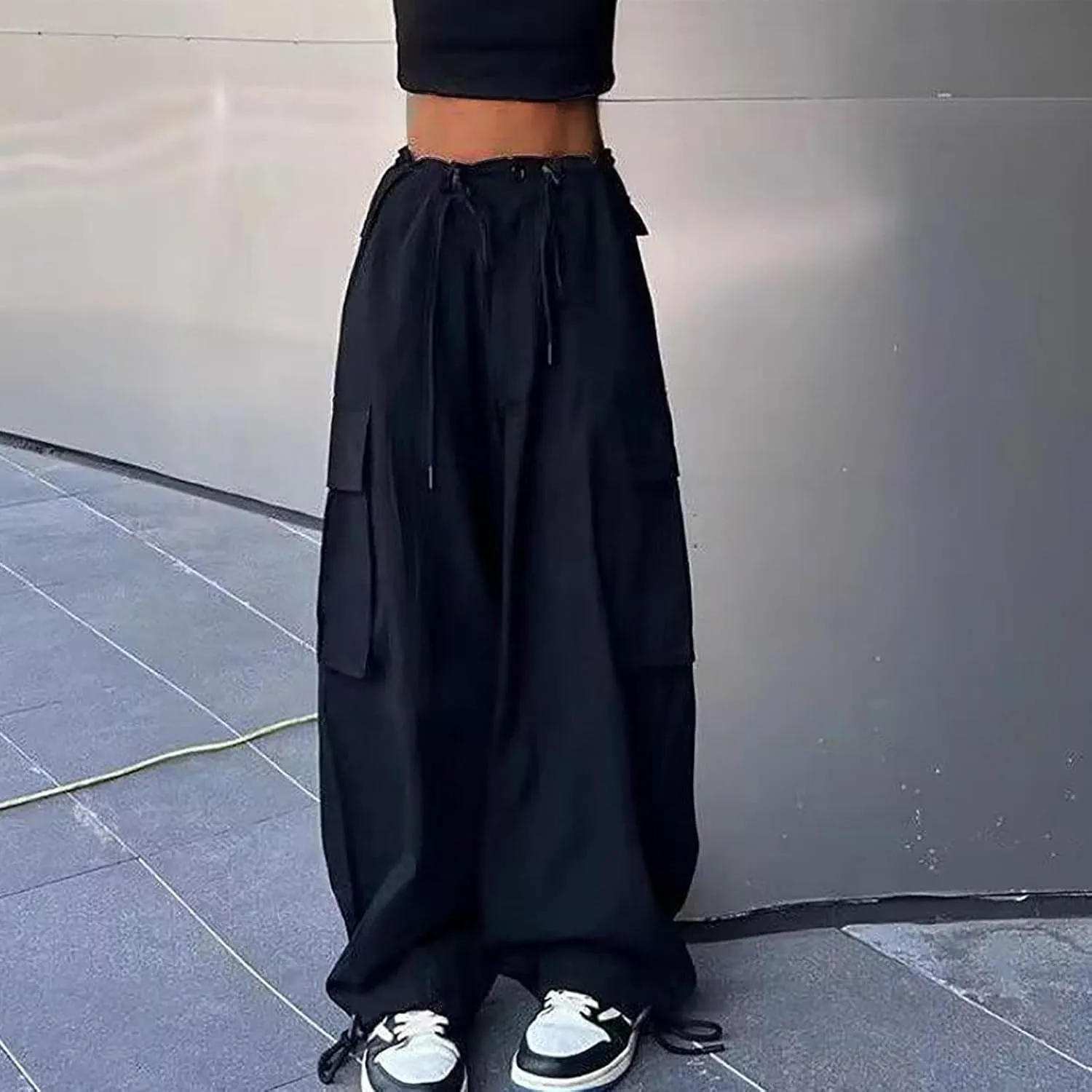 Women's High Waist Straight Wide Leg Cargo Pants Fashion Boyfriend Casual Cargo Pants Women Baggy Y2K Hiking Trousers