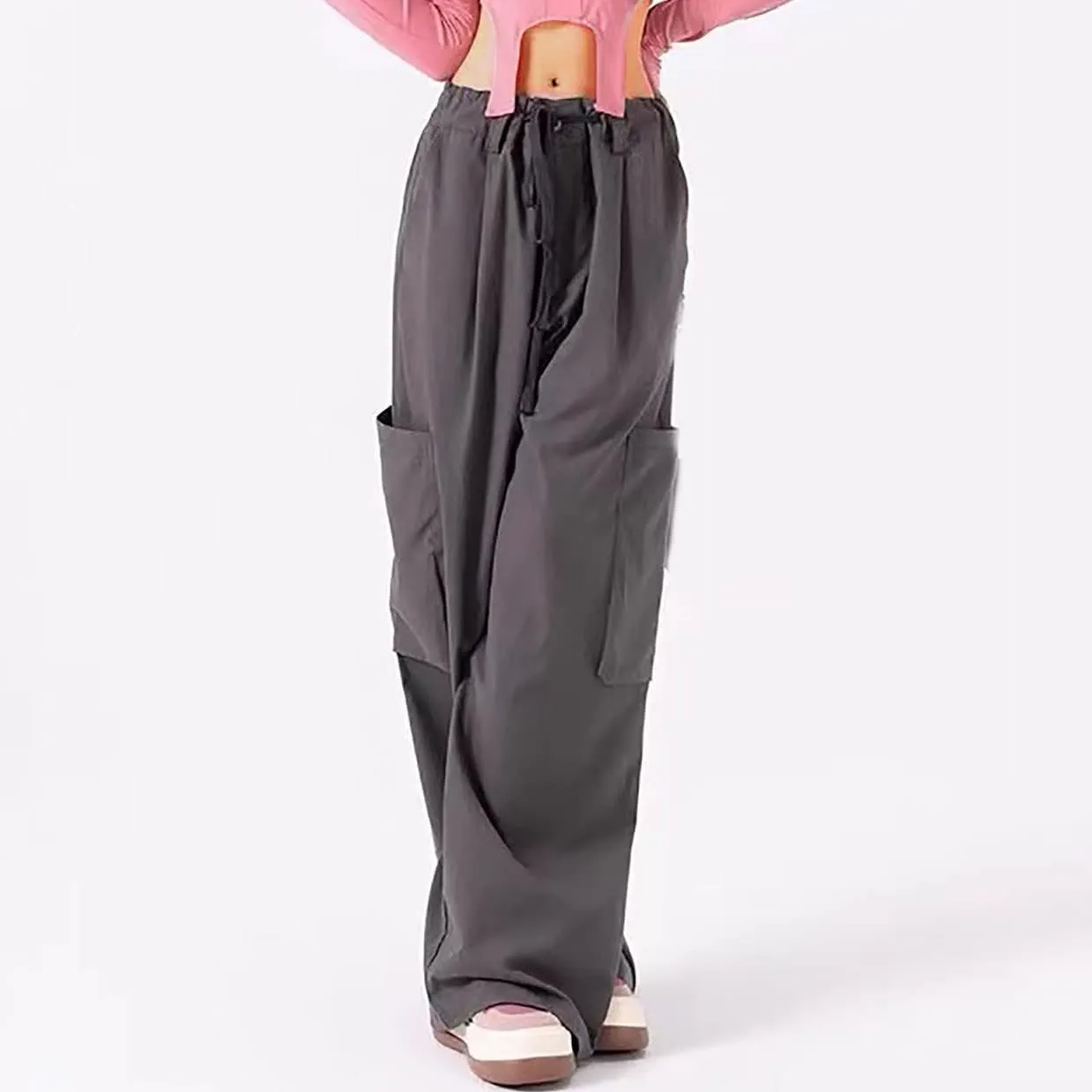 Women's High Waist Straight Wide Leg Cargo Pants Fashion Boyfriend Casual Cargo Pants Women Baggy Y2K Hiking Trousers