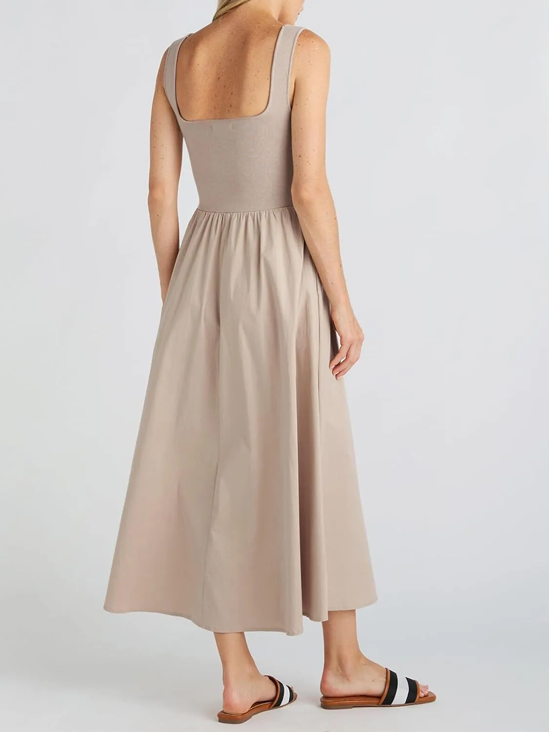 Women's Maxi Dress Summer Sleeveless Swing Sundress Casual Loose Tank Long Dresses with Pockets