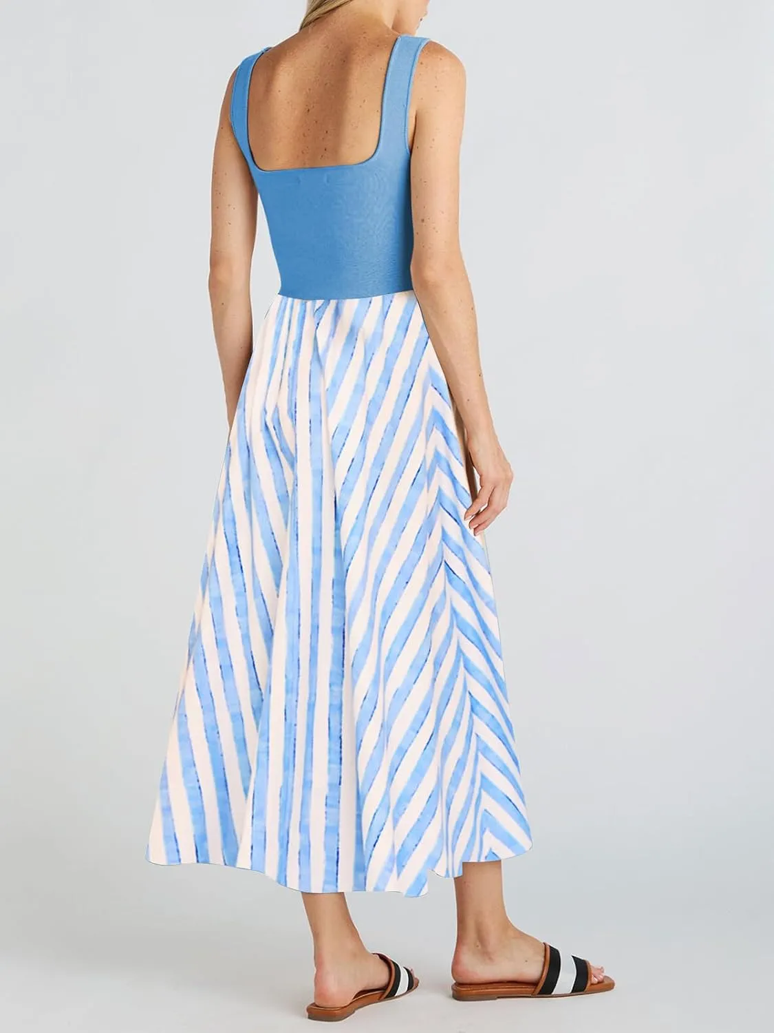Women's Maxi Dress Summer Sleeveless Swing Sundress Casual Loose Tank Long Dresses with Pockets