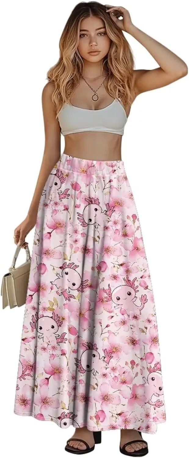 Womens Maxi Polyester Skirt Fall Wedding Dresses Winter Party Elegant High Waisted Skirts with Pockets