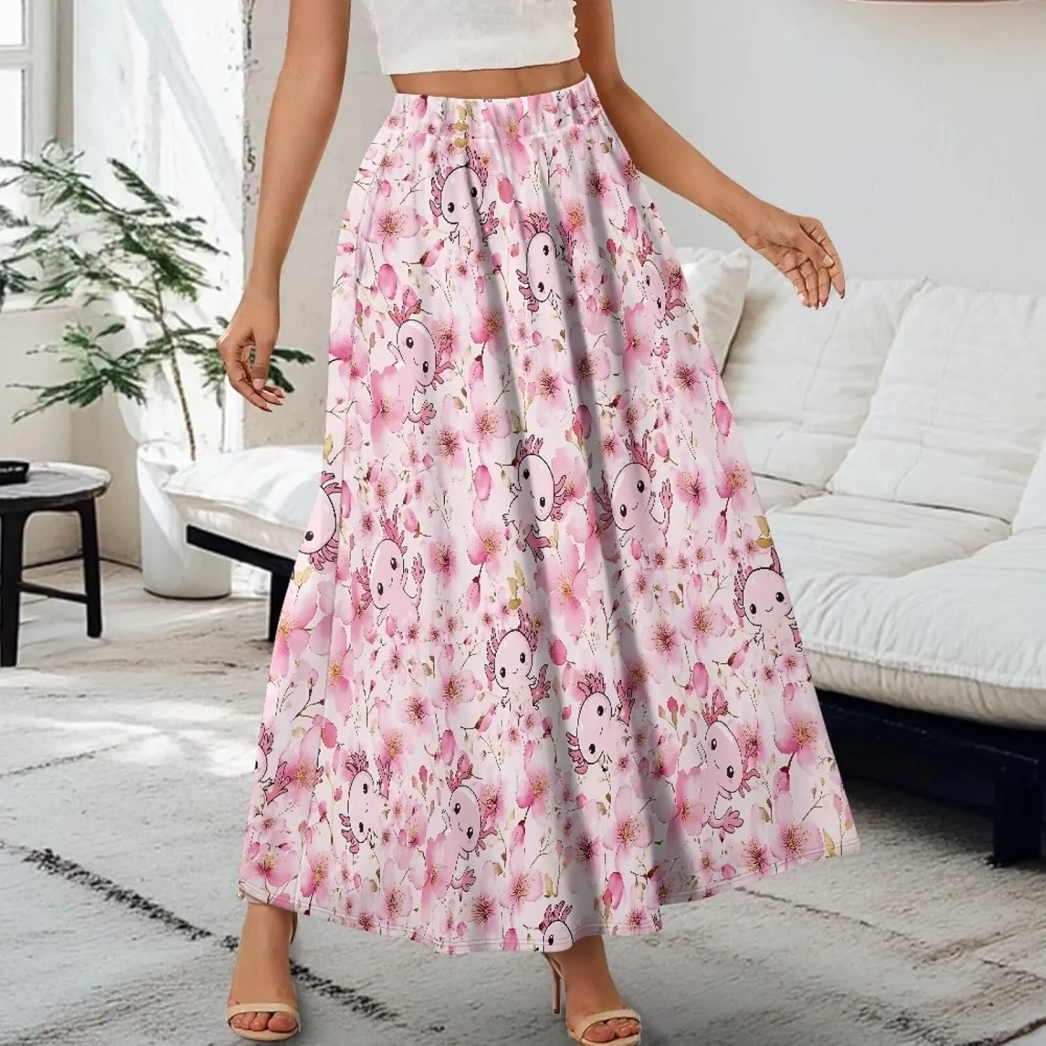 Womens Maxi Polyester Skirt Fall Wedding Dresses Winter Party Elegant High Waisted Skirts with Pockets