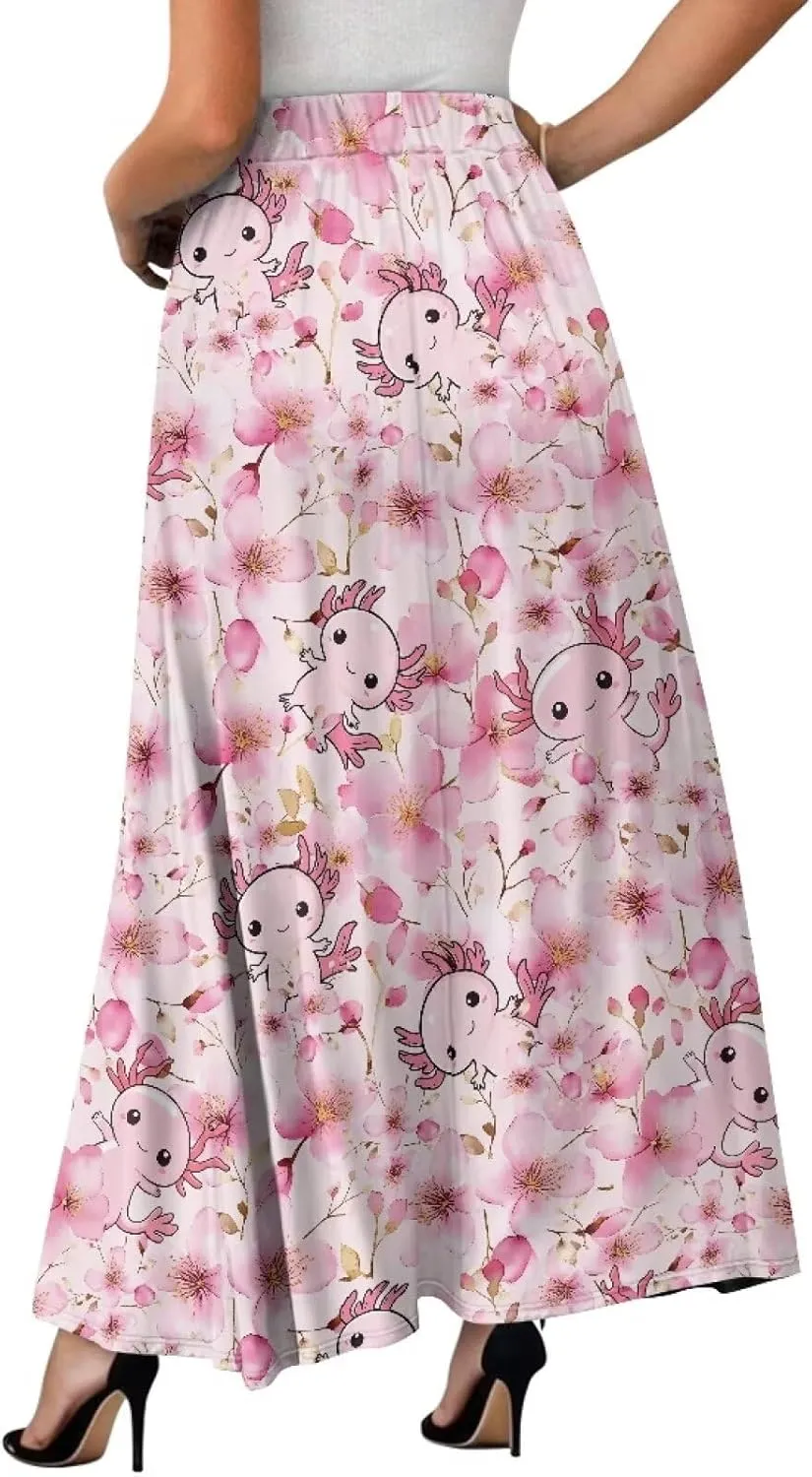 Womens Maxi Polyester Skirt Fall Wedding Dresses Winter Party Elegant High Waisted Skirts with Pockets