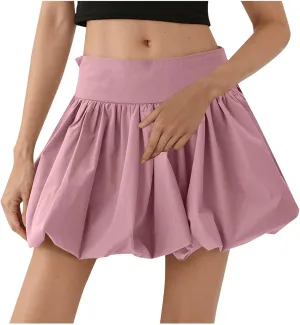 Women's Mid Waist Pleated Bubble Skirts Summer Cute Mini Skirt Sexy Casual Skorts 2025 Trendy Boho Skirt