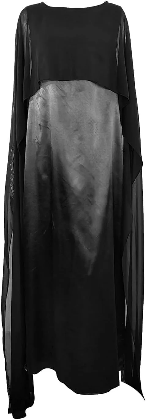 Women's Muslim Chiffon Dress Round Neck Loose Swing Middle Eastern Robe Maxi Long Dresses Fashion Bat Sleeves Dress