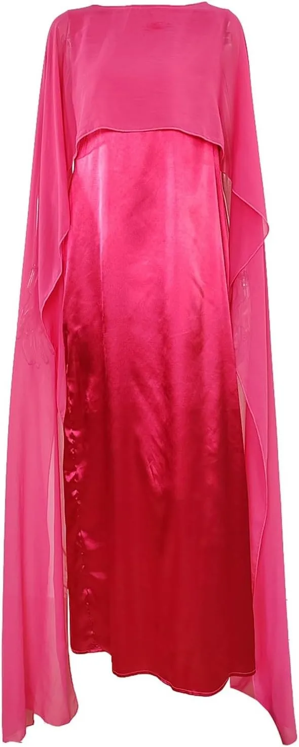 Women's Muslim Chiffon Dress Round Neck Loose Swing Middle Eastern Robe Maxi Long Dresses Fashion Bat Sleeves Dress