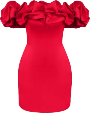 Womens Off Shoulder Strapless Mini Dress Ruffle Trim Ruched Sleeveless Bodycon Party Dressses Elegant Cocktail Dress