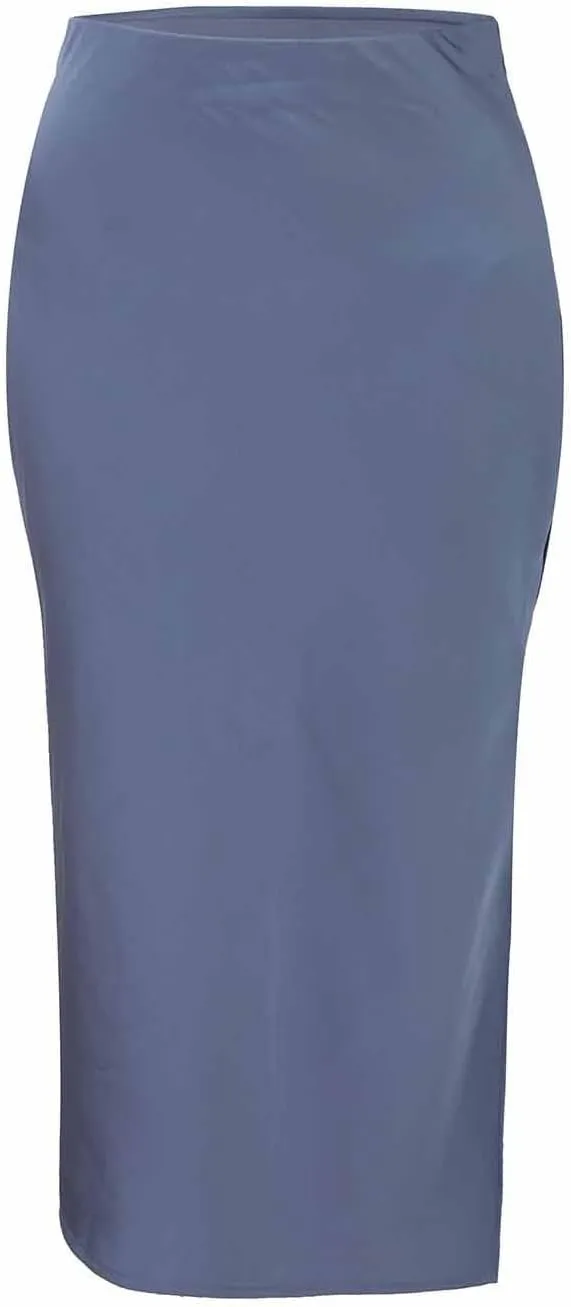 Womens Satin Silk High Waist Slit Midi Skirt Elastic Waistband Midi Skirts Elegant and Handsome Half