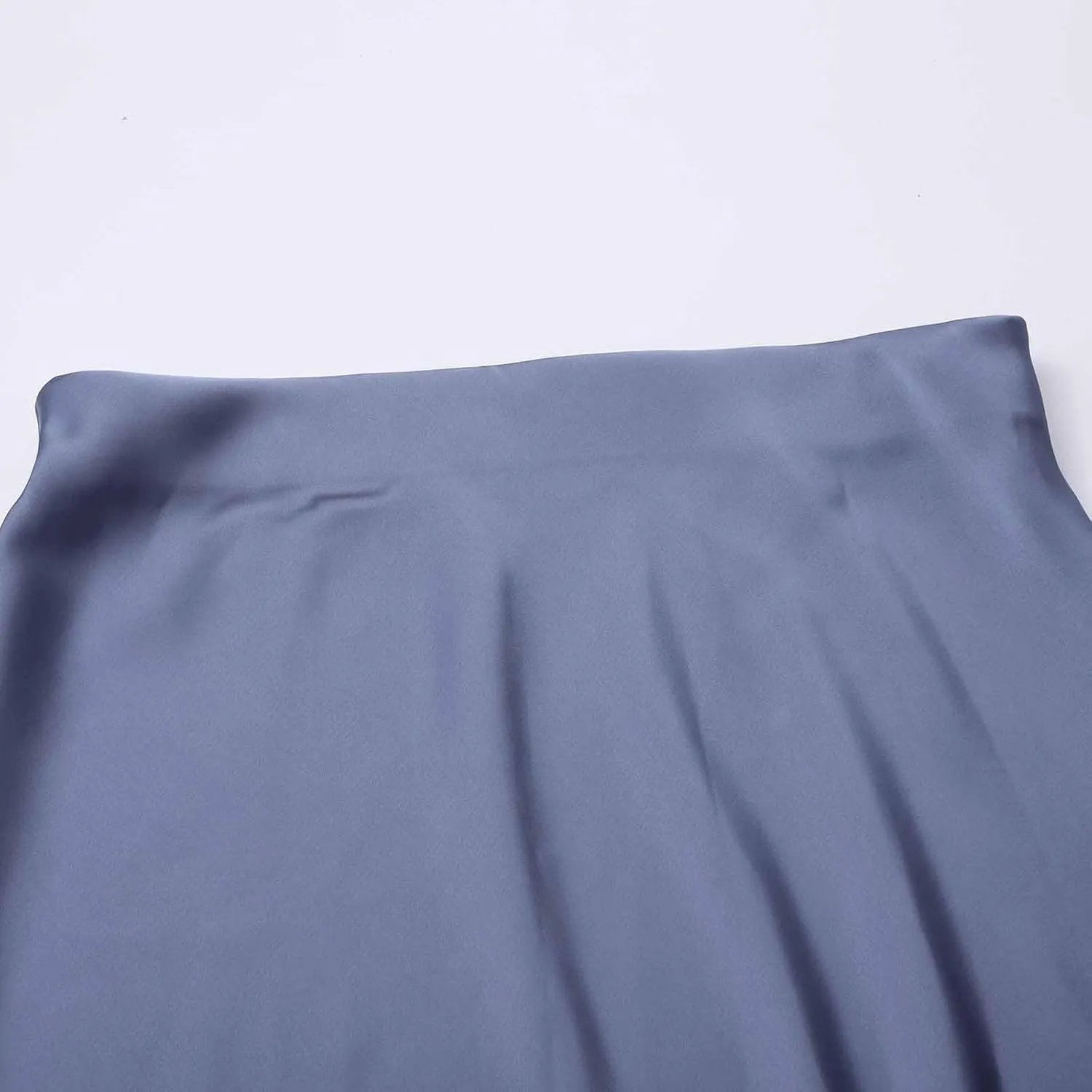 Womens Satin Silk High Waist Slit Midi Skirt Elastic Waistband Midi Skirts Elegant and Handsome Half