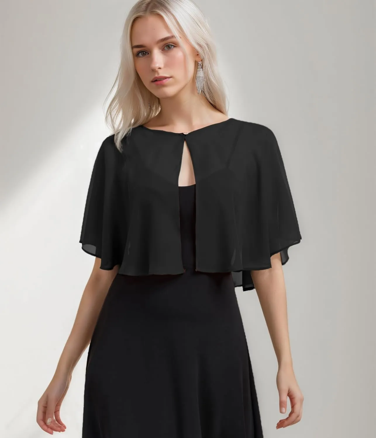 Women's Soft Chiffon Capelets Shawls and Wraps for Evening Wedding Cape Bole Cover Up