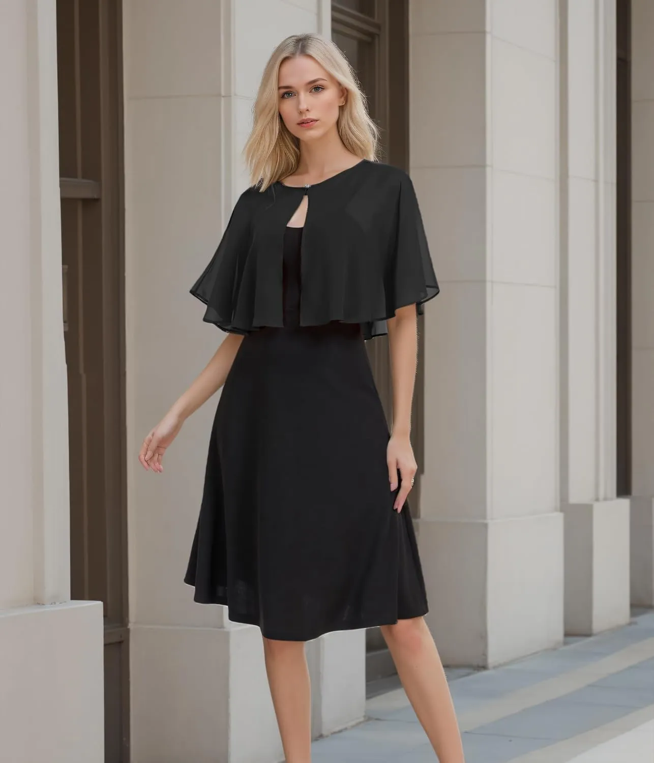 Women's Soft Chiffon Capelets Shawls and Wraps for Evening Wedding Cape Bole Cover Up
